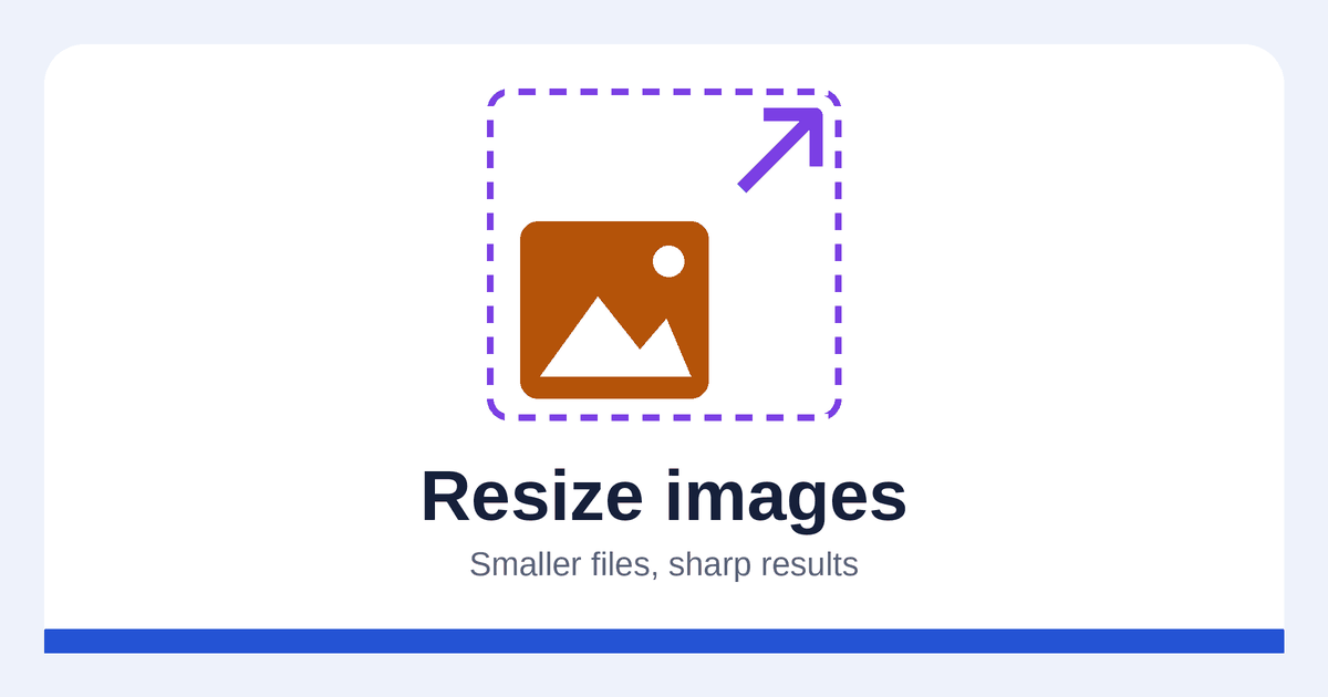 Illustration of a photo with a dotted resize frame and an arrow showing a change in size